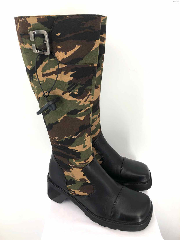 CHILIS Black Olive Camouflage Knee High Shoe Size 8-1/2 Boots