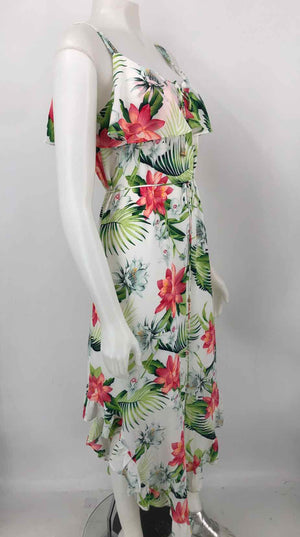 TOMMY BAHAMA White Green Multi Floral Sleeveless Size X-SMALL Dress