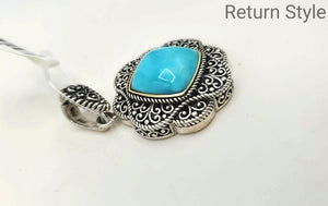 Blue Sterling Silver Filagree ss Pendant