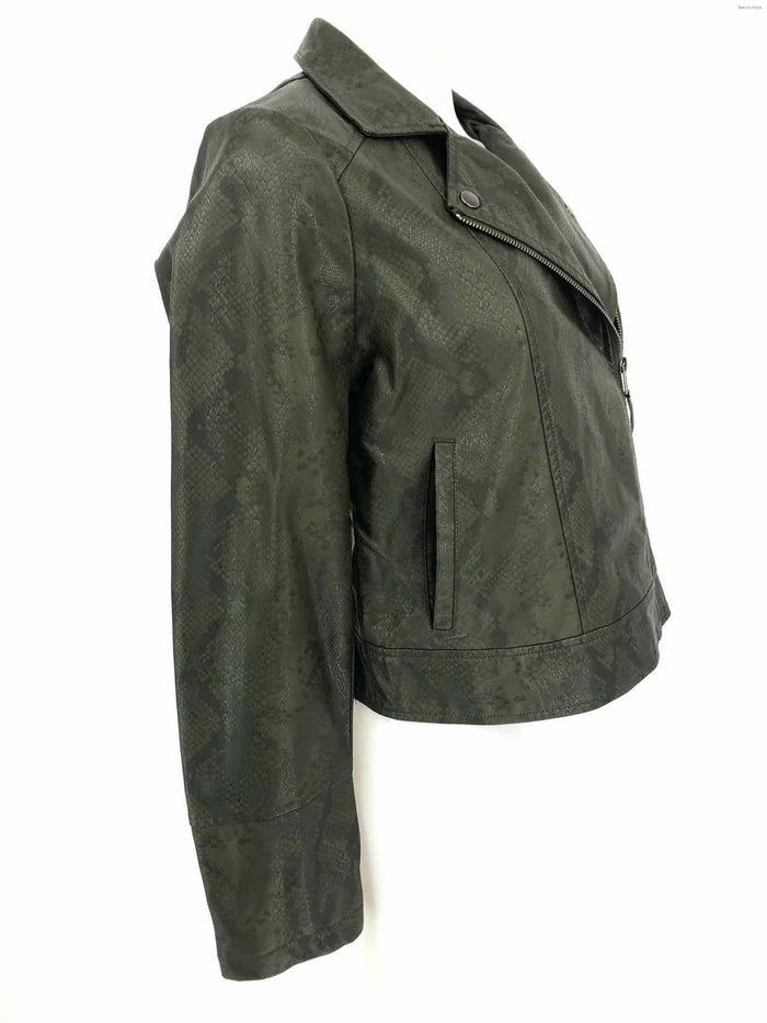 BB DAKOTA STEVE MADDEN Olive Faux Leather Moto Women Size SMALL (S) Jacket