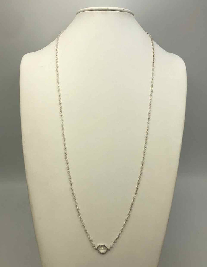 AMELIA ROSE DESIGN Sterling Silver Rainbow Moonstone Faceted 32" ss Necklace