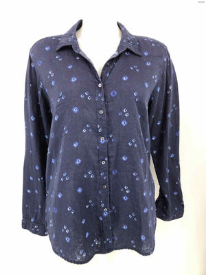 XIRENA Navy Blue Cotton Made in USA Print Button Up Size MEDIUM (M) Top