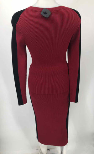 MICHAEL KORS Burgundy Black Knit Ribbed Top & Skirt Size SMALL (S) Skirt Set