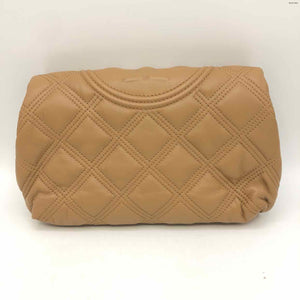 TORY BURCH Tan Leather Pre Loved AS IS Quilted Clutch Purse