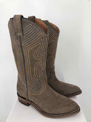 FRYE Gray Yellow Suede Embroidered Western Shoe Size 6 Boots