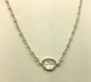 AMELIA ROSE DESIGN Sterling Silver Rainbow Moonstone Faceted 32" ss Necklace