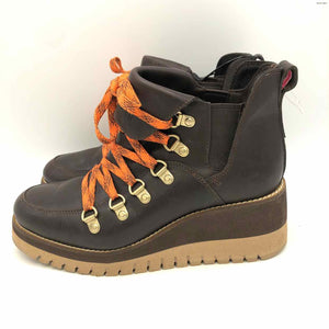 ZERO GRAND - COLE HAAN Brown Orange Leather Wedge Bootie Shoe Size 6 Boots