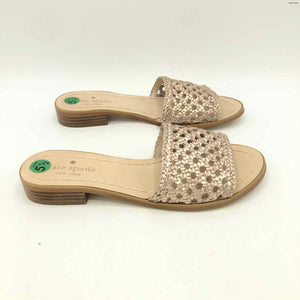 KATE SPADE Tan Rose Gold Leather Woven Sandal Shoe Size 5-1/2 Shoes