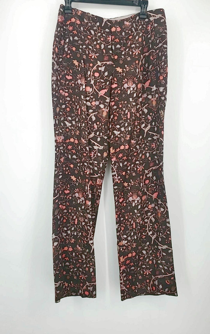 PERUVIAN CONNECTION Brown Pink Floral Wide Leg Size 6  (S) Pants