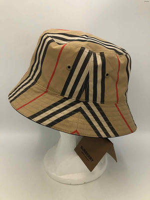 BURBERRY Beige Red Multi Has tag! Plaid Bucket Hat