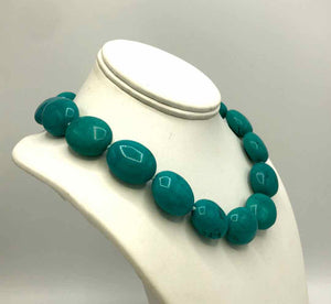 Turquoise Color Stone Beaded 17" ss Necklace