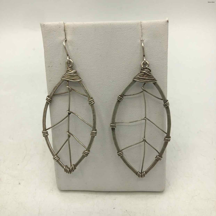 Wire Wrapped Leaf Sterling Silver ss Earrings