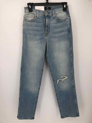 FOR ALL MANKIND Blue Denim Distressed Straight Leg Size 26 (S) Jeans