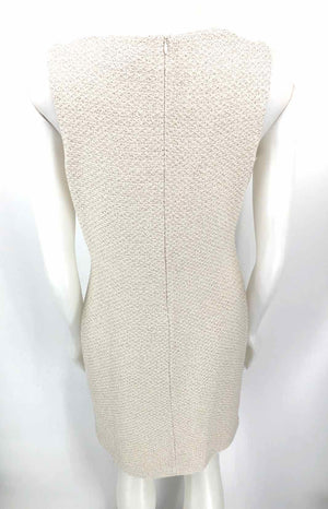 ST. JOHN Beige Silver Blend Bead Trim Jacket & Dress Size 8  (M) Dress Set