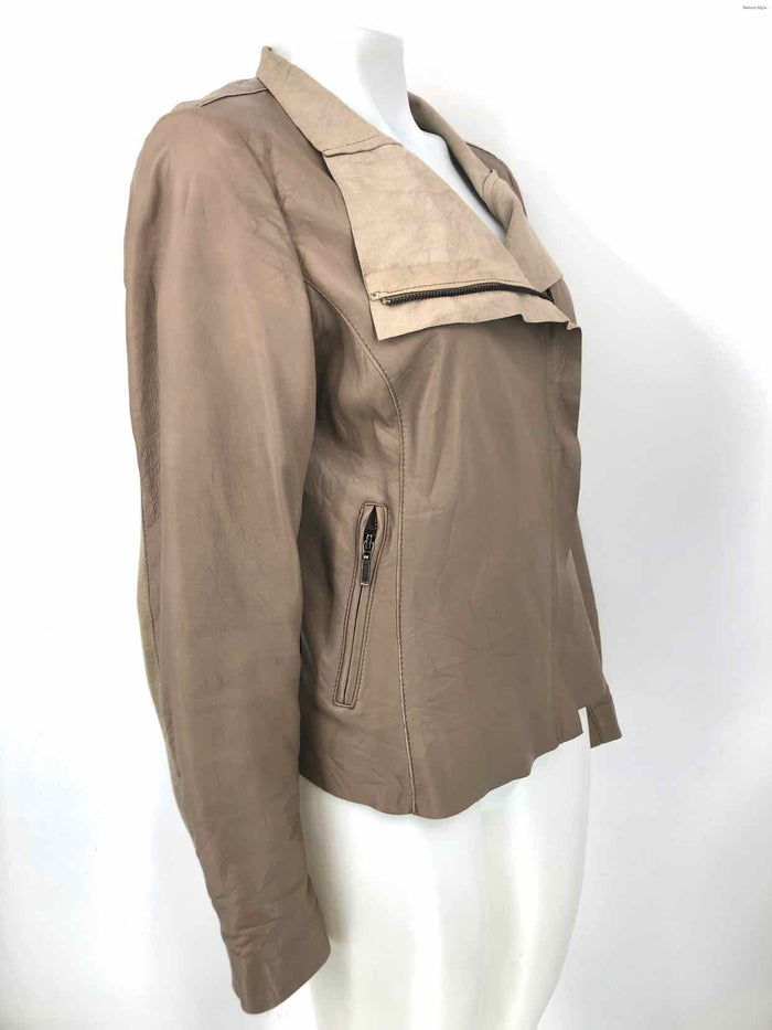 CIGNO NERO Taupe Leather Moto Women Size MEDIUM (M) Jacket