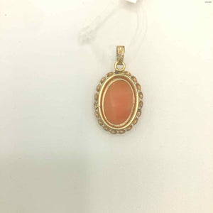 Peach Ivory Gold Filled Shell Vintage Cameo 30cm GF-Pendant