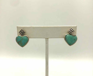 Turquoise Pre Loved Reversible Heart ss Earrings