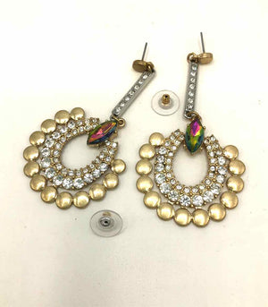 Goldtone Iridescent Rhinestone Dangle Earrings