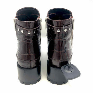 3.1 PHILLIP LIM Brown Black Leather Mock Croc Ankle Boot Shoe Size 8 Boots