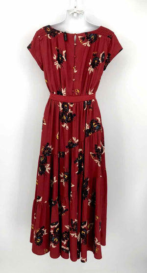 FREE PEOPLE Burgundy Multi-Color Butterflies w/belt Size 2  (XS) Dress