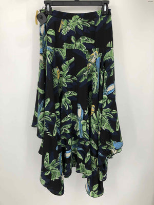 STELLA MCCARTNEY Navy Green Silk Tropical Print Size SMALL (S) Skirt