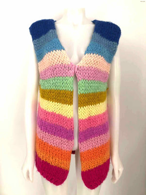 FRNCH Rainbow Colors Crochet Vest Size MEDIUM (M) Sweater