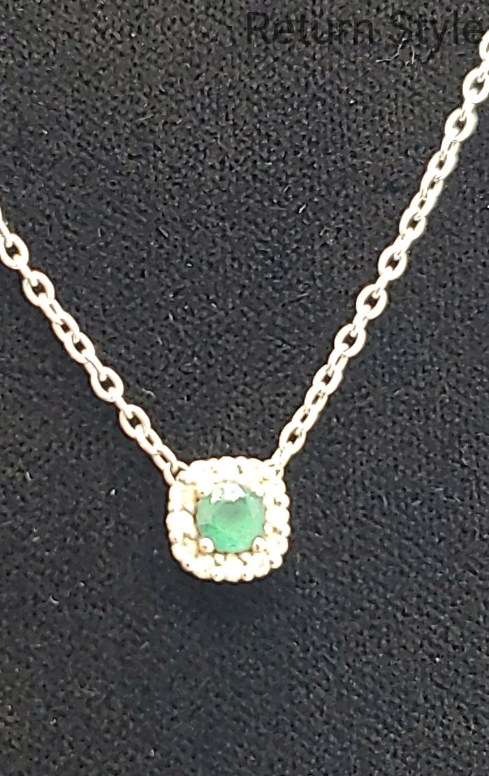 Green Emerald Diamond Pre Loved 14k-Necklace