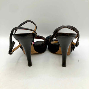 YSL - YVES ST LAURENT Brown Leather Made in Italy Bow 4" Heel Shoes