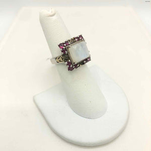 Silver Pink Moonstone Sterling Silver ss Ring sz5.5