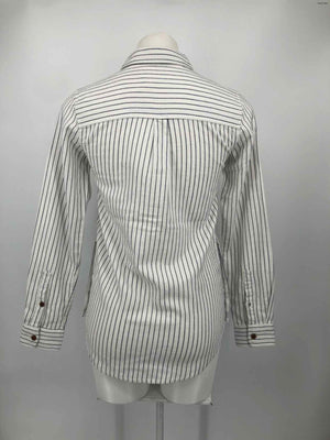 MARINE LAYER White Blue Vertical Stripes Size X-SMALL Organic Cotton Top