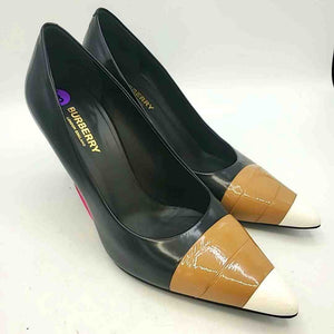 BURBERRY Tan Black Heels Shoe Size 38.5 US: 8 Leather Shoes