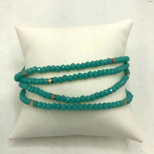 Turquoise Color Silvertone Beaded Multi-Wrap Bracelet