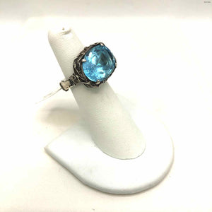 Blue Sterling Silver Faceted SZ 6 Ring SS
