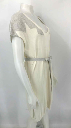ZADIG & VOLTAIRE Beige Silver Knit w/tie Size LARGE  (L) Dress