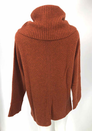 EILEEN FISHER Orange Knit Cowl Neck Mesh Size MEDIUM (M) Sweater