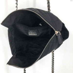 PRADA Black Silver Pre Loved Quilted Shoulder Bag Purse
