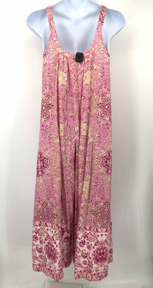 FREE PEOPLE Pink Beige Print Pants Size SMALL (S) Jumpsuit
