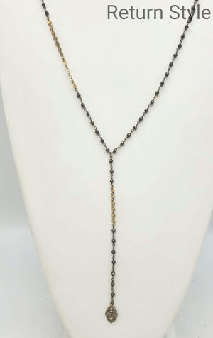 Gray Goldtone Beaded Faceted 28" Necklace
