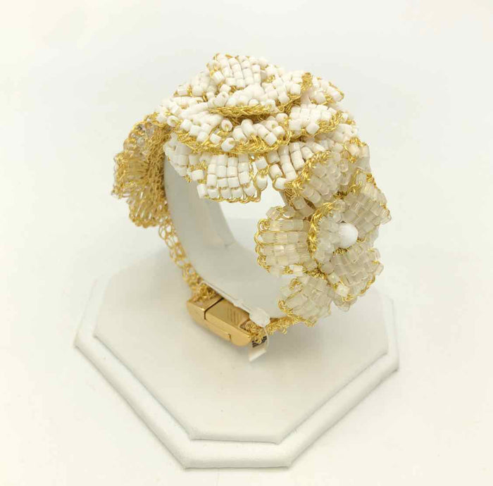 LAVISH by Tricia Milaneze White Goldtone Beaded Bracelet