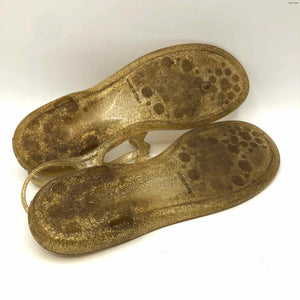 JIMMY CHOO Gold Clear Glitter Thong Sandal Shoe Size 38 US: 7-1/2 Shoes