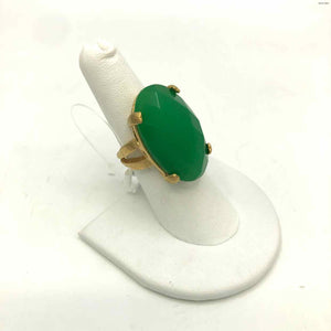 RIVKA FRIEDMAN Green Faceted Oval Ring Sz 7
