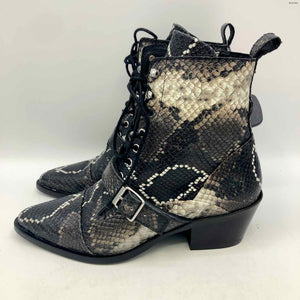 ALL SAINTS Gray Black Multi Reptile Print Sneaker Shoe Size 8 Shoes