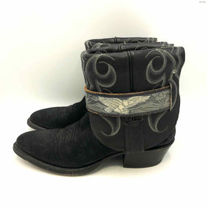 CANTY BOOTS Gray Black Leather Tooled Pattern Ankle Boot Shoe Size 9 Boots