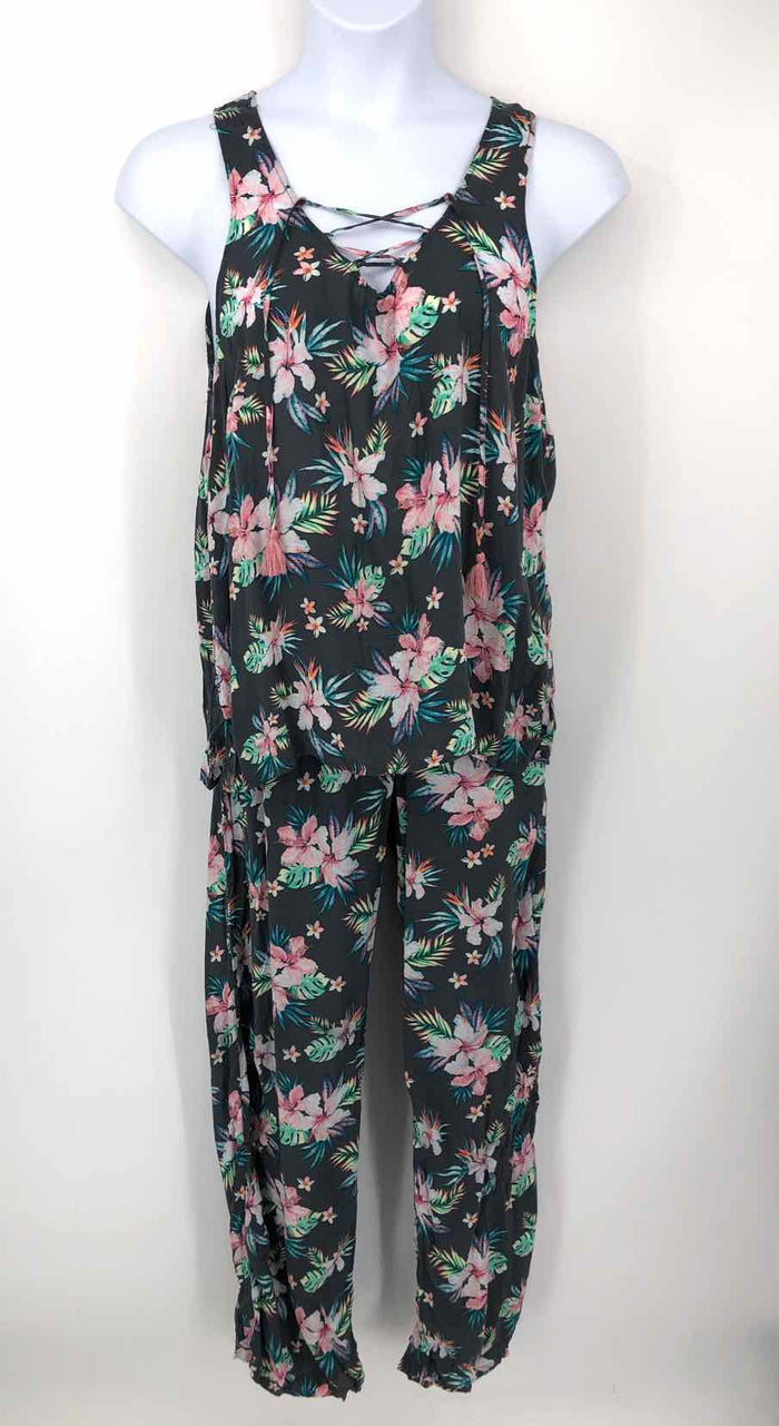 PJ SALVAGE Gray Pink Multi Size L/XL  (XL) Floral Tank Pajamas