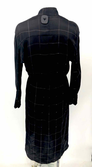 VINCE Black Gray Silk Plaid Longsleeve Size X-SMALL Dress