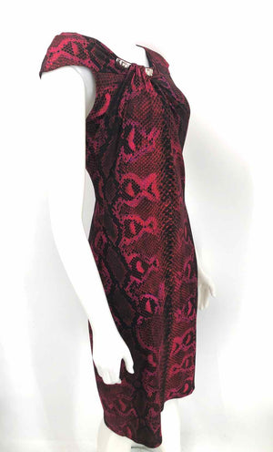 ROBERTO CAVALLI Fuchsia Red & Black Leopard Print Size MEDIUM (M) Dress