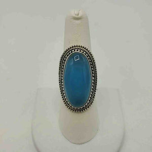 Blue Silver Chalcedony ss Ring sz8