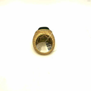 RIVKA FRIEDMAN Green 18K Gold Plated Ring Sz 8