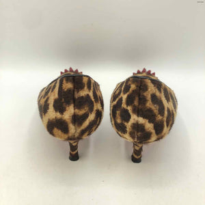 LOUBOUTIN Brown Burgundy Made in Italy Animal Kitten heel Shoe Size 8-1/2 Heels