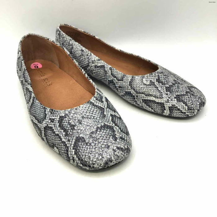 GENTLE SOULS by KENNETH COLE Gray Silver Leather Snake Pattern Flats Shoes